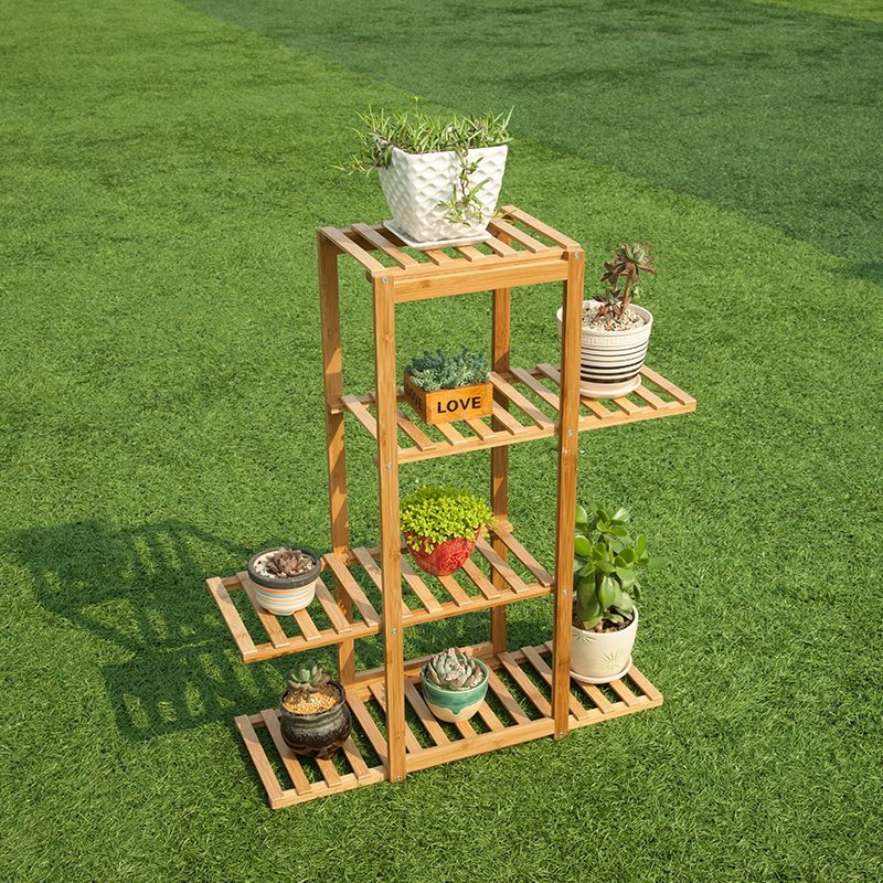 étagère à fleurs en bambou