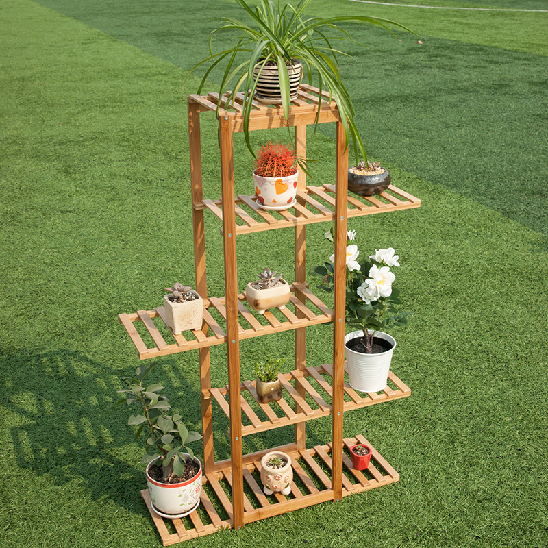 étagère à fleurs en bambou